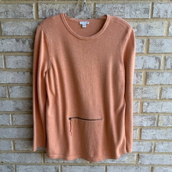J. Jill Cotton/Cashmere Front Zipper Pocket Sweater Women's Size M - Picture 1 of 8